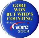 Button declaring that Al Gore won the 2000 election